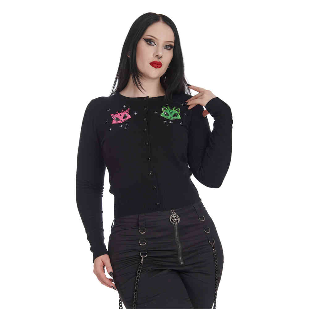 Banned - Alien Pink Space Cardigan - Zwart
